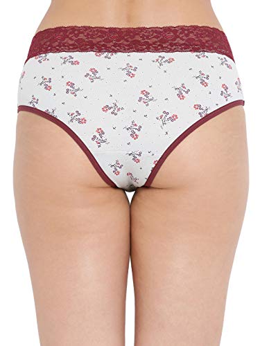 Image of Clovia Women's Cotton Mid Waist Floral Print Hipster Panty with Lace Waist