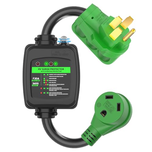 RVGUARD Surge Protector 50 Amp to 30 Amp RV Adapter Cord with Overload Protection, NEMA 14-50P to NEMA TT-30R Electrical Power Adapter, 2 Feet, Green, ETL Listed by RVGUARD - Used condition - US$33.75