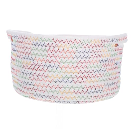 FIXOSHEE Cesta de Algodón Trenzado para Almacenamiento Pequeño Organizador Versátil para Llaves Juguetes y Snacks Diseño Nórdico Elegante para Escritorio y Hogar Medio con Asas Dobles