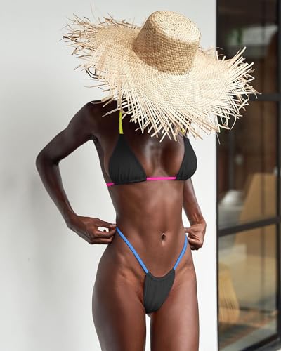 Image of XUNYU Thong Bikini Sets for Women - Brazilian Micro String Bikinis Sexy Two Piece Swimsuit Triangle Top Halter Bathing Suits