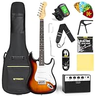 【Classic Tone, Modern Performance】Discover the perfect blend of classic and contemporary with STRICH SSS electric guitar. Featuring three single-coil pickups, this guitar delivers that signature bright and clear sound, perfect for rock, blues, and po...