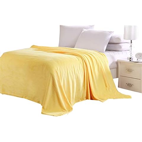 Nattey Fleece Blanket Twin Size Bed,Solid Flannel Plush Bed Blankets, Microfiber Lightweight Blanket for for Single Bed, Sofa,Couch,Travel-Yellow Color Cover