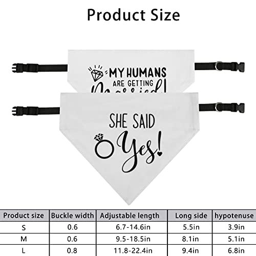 Risf Engagement Dog Bandana,My Humans Are Getting Married She Said Yes Dog Bandana Collar,Strong D-Ring Engagement Dog Bandana,Adjustable Dog Collar With Quick Release Buckle For Dogs Cats (S, White) #TOP28