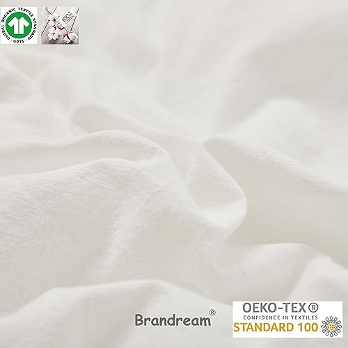 Image of Brandream Gender Neutral Boho Bohemian Baby Girl Boy Nursery Crib Bedding Set - 6pc - Solid Color White Farmhouse Chic Unisex Minimalist Tassel Pom Pom Macrame 100% Cotton