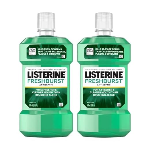 Listerine Freshburst Antiseptic Mouthwash with Germ-Killing Oral Care Formula to Fight Bad Breath, Plaque and Gingivitis, 500 mL, Pack of 2