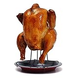 Alta calidad: el asador y asador de pollo están hechos de acero inoxidable apto para alimentos, tiene una excelente resistencia y durabilidad. Es duradero, ligero, resistente al calor, no tóxico, no corrosivo y con revestimiento antiadherente.