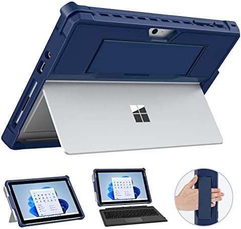 MoKo Case Fit Microsoft Surface Go 3 (2021)/ Surface Go 2 2020 / Surface Go 2018, All-in-One Protective Rugged Cover Case with Pen Holder Hand Strap, Compatible with Type Cover Keyboard - Blue