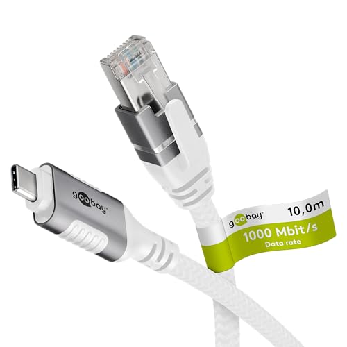 goobay 10m Câble USB-C vers RJ45 Ethernet CAT 6 pour une connexion Internet filaire stable avec routeur/modem/commutateur réseau/remplace l’adaptateur USB vers RJ45 / 1 Gbit/s - 74180