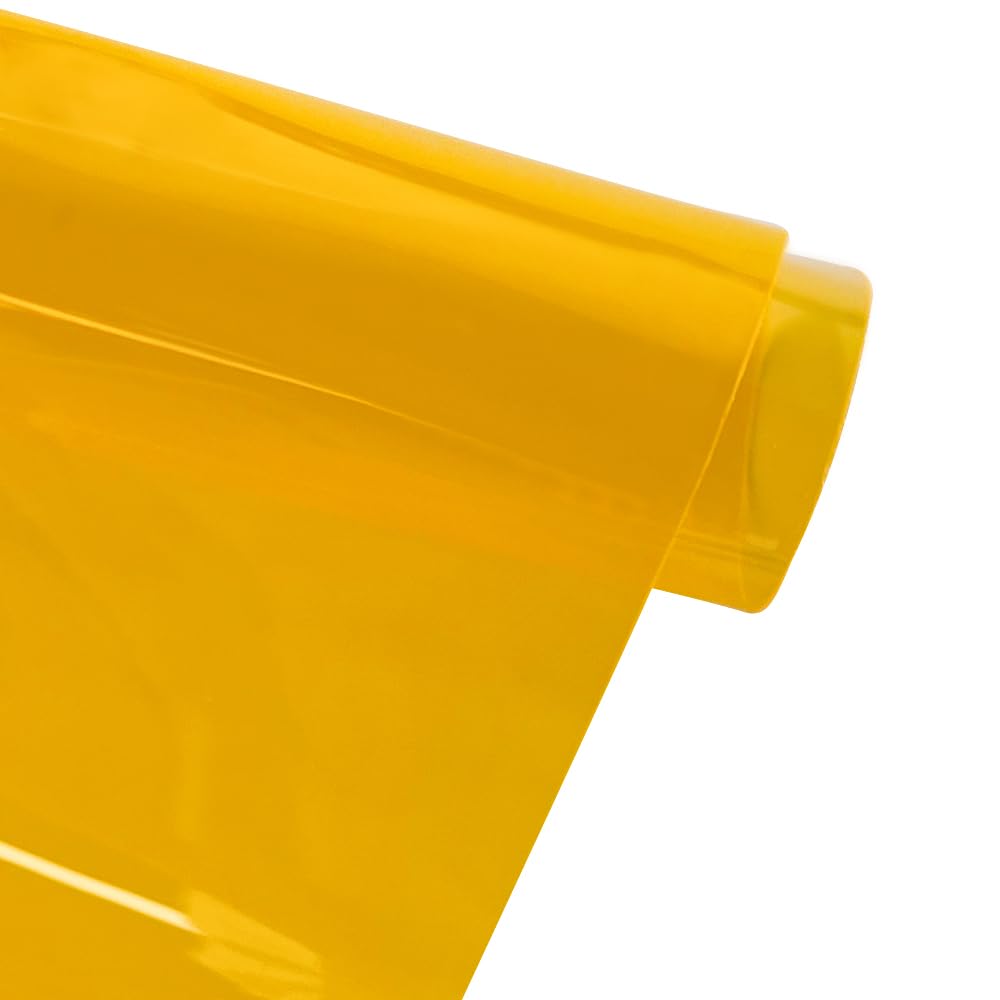 ONEART Tela de vinilo sintético impermeable de piel sintética transparente de poliuretano termoplástico sólido para costura y decoración del hogar, 54 pulgadas de ancho, se vende por yarda (amarillo)
