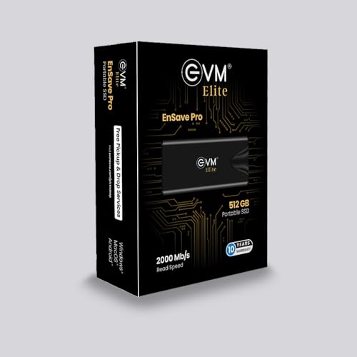 EVM Elite EnSave Pro External SSD 512GB with 2000 Mb/s Read & 1800 Write - Smallest Portable SSD - USB 3.2 Gen 2x2 USB-C - 10 Years Warranty (EPSSDPro/512G) 7