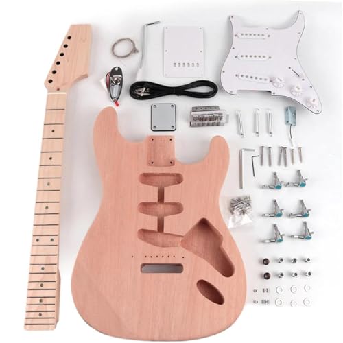 Unfinished Guitar Body Paddle Headstock Electric Guitar Kits Maple Fingerboard Dot Inlay Mahogany Body With All Hardware