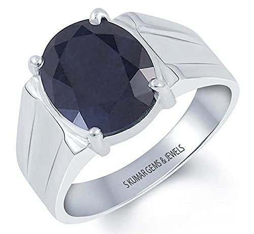 S KUMAR GEMS & JEWELS Certified Natural Blue Sapphire Stone (Neelam/Nilam) 8.25 Ratti or 7.50 Ct Gemstone with Authetication Certificate Hallmark Sterling Silver Ring For Unisex Adult(Size, 18) (B0C3XFHQ9P) Amazon Price History, Amazon Price Tracker
