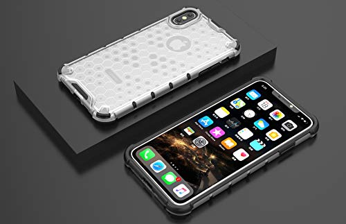 Image of Glasgow | for Apple iPhone Xs Max Honeycomb Pattern Back Case Cover for Apple iPhone Xs Max with 4 Bumper Corners and Military Grade Protection - Transparent