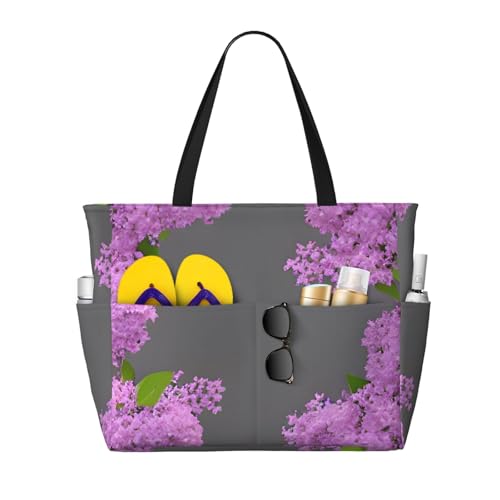 Sac de voyage lilas fleuri grand cabas noir pour vos escapades d'été
