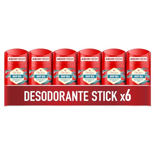 Old Spice Deep Sea Desodorante En Barra Para Hombres 50 ml x6, Fresco 24 Horas, Todos Los Días Con Uso Diario, Perfume Duradero, Fragancia Excepcional, Protección Contra El Mal Olor