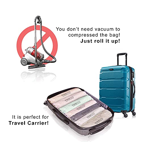 Set Of 6, The Elixir Deco Rolling Storage Bags Space Saver For Clothing On The Go, Travel Trips, Zip Sealing, Space Saving (S - 13" X 15" 2P, M - 16" X 19" 2P, L - 23" X 22" 2P) #TOP5