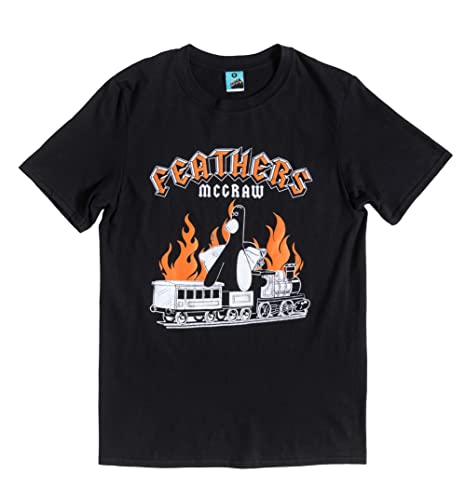 T-shirt Wallace and Gromit Feathers McGraw rock noir pour fan de pop culture vintage