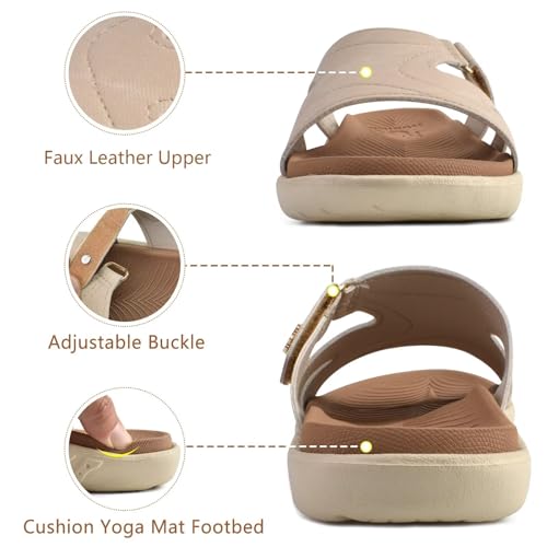Image of KuaiLu Womens Fashion Orthotic Slides Ladies Athletic Yoga Mat Memory Foam Walking Sandals Thick Cushion Recovery Summer Beach Slippers Comfortable Plantar Fasciitis Arch Support