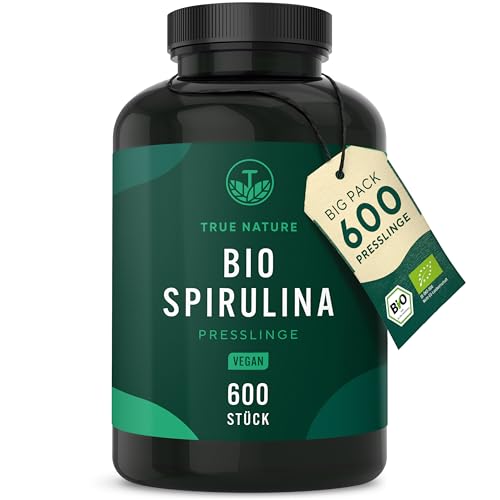 Bio Spirulina Presslinge - 600 Spirulina-Tabletten (500mg) - 4.000mg hochdosiert - Reine Spirulina Bio-Algen aus kontrolliert