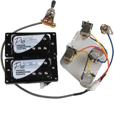Split Coil Humbucker Pickups Alnico 5 ProBucker Push/Pull Wiring Harness Electric Guitar Pickups for LP Electric Guitar Guitar Accessories (Black Bk Frame)