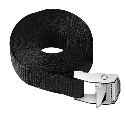 Cinghia di ancoraggio 5 m,Cinghia di fissaggio larga 25 mm,Cinghie a Cricchetto con Fibbia,Professionali Cinghie di Carico Regolabili per Kayak,Tavola da Surf,Canoa,Bici(nero)