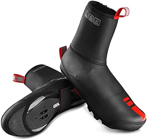 Waterproof Silicone Bike Shoe Covers, Thermal Windproof Overshoes with Reflective Strip for Unisex Cycling - Size A (X-Large) - Winter Protection