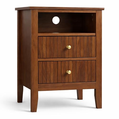 La Mejor Recopilación de Buro Madera al mejor precio. 41 ALTALIA DECO HOME Buró de Madera - Buros para recamara Estilo Moderno Contemporáneo - Mesa de Noche 2 Cajones con Herrajes Dorados y 1 Repisa - Buro para Recámara o Sala Mesita...
