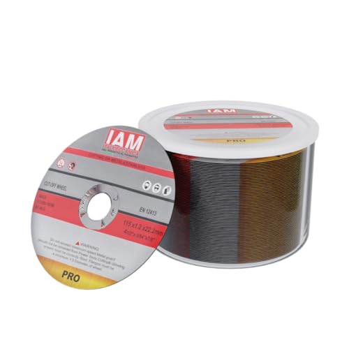 IAM Dischi da Taglio 115 | Confezione da 50 Pezzi | Linea Pro | Dischi taglio metallo | Dischi Lamellari Professionali Fibra di Metallo e Acciaio | Confezione Ecosostenibile