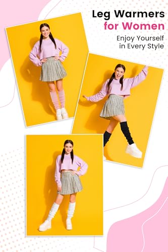 Image of Clothirily Leg Warmers - 2 Pairs Knit Leg Warmers for Women 80s Fashion Long Socks for Sports Party Yoga Winter Accessories