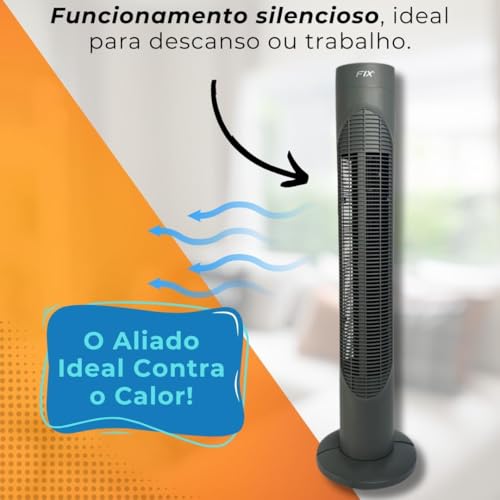 Ventilador de Torre Circulador De Ar 3 Níveis, 127v, Potente Silencioso Compacto, Torre Coluna Circu