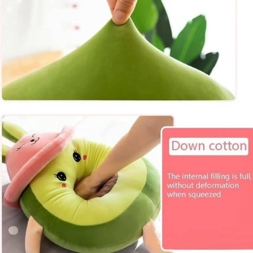 Image of VanityX Cute Plushed Funky Plushie Soft Avocado with Cap Pillow Cuddly Soft Toy Stuffed Doll Toy for Home, Office, Nursery Beds, Kids Room (Size 35 Cm)