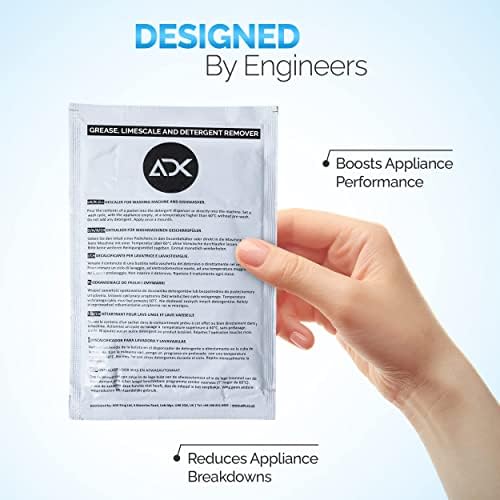 ADK Washing Machine Cleaner, Limescale Descaler Detergent & Antibacterial Smells Remover Sachets, Keeps Dishwasher and Washing Machines Fresh Cleaning Mould and Smelly Odour (1 Box has 12 Sachets)