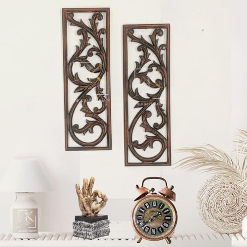 Image of DE KRAFTSMAN Wall panels, CARVED STYLE set of 3 wall decor handcarved antique wall panel decor 24X8 inch (Frost White color) (ITALIANO WHITE 3)