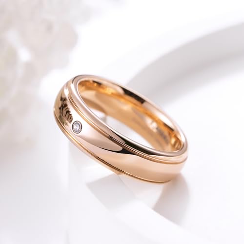 Image of King Will Men's Women's Tungsten Carbide Ring 24k Gold Plated Rose Gold Plated Domed Polished Finish Wedding Band