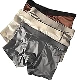 Xebular Elegant Silk Sous-vêtements en soie glacée pour homme – Boxer de luxe évacuant l'humidité, respirant, confort sans couture, tissu en soie glacée, caleçons boxeurs respirants et frais, 4 pièces