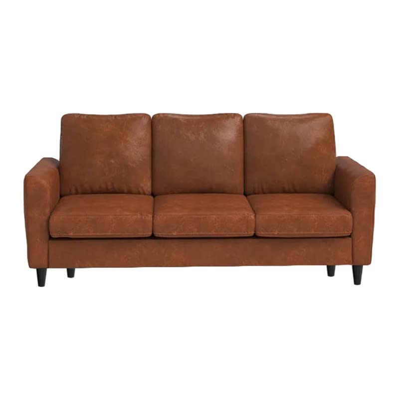 Image of Jerry 3 Seater Leatherette Sofa Set for Living Room Tan Brown |Leather Sofa 3 Seater | Three Person Sofas Couch for Home Kids Room