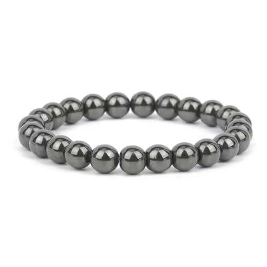 Pulseira Hematita 8mm Feminina Masculina Emagrecimento Proteção Pedra Natural