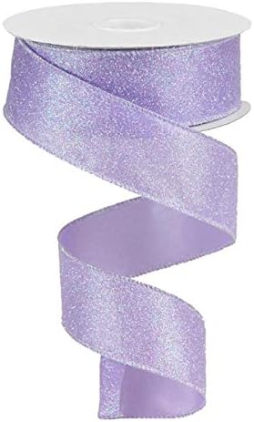 Iridescent Glitter Wired Edge Ribbon, 1.5 Inch x 10 Yards (Lavender)