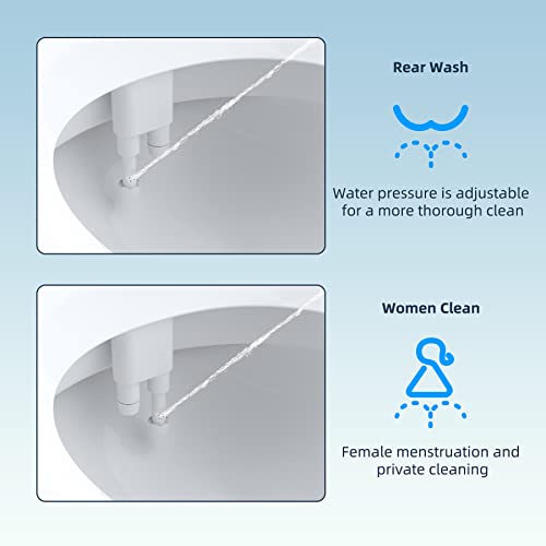 Hibbent Ultra-Slim Bidet Attachment For Toilet, Non-Electric Dual Nozzle (Frontal & Rear Wash) Hygienic Bidet Toilet, Adjustable Water Pressure With Fresh Water Bidet Toilet Attachment, White #TOP1