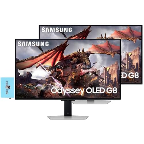 SAMSUNG Odyssey OLED G8 (G80SD) 32″ Gaming Monitor, 240 Hz 4K UHD Display, VESA Mount (100x100mm), Sleek Metal Design (2024 Latest Model) (2 Pack) with Dockztorm Dock
