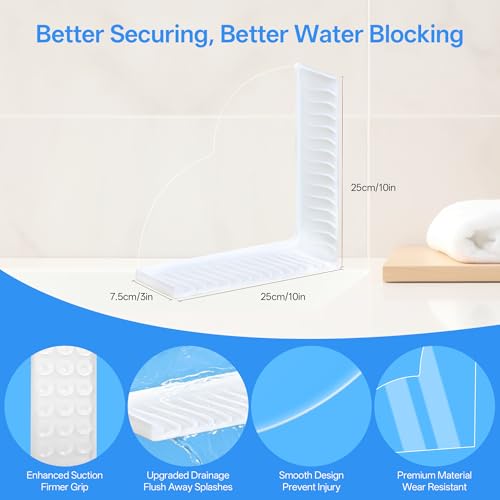 Podomio Shower Splash Guard for Bathtub, Suction Cup No Adhesive, 2 Pack by Podomio - Image 2