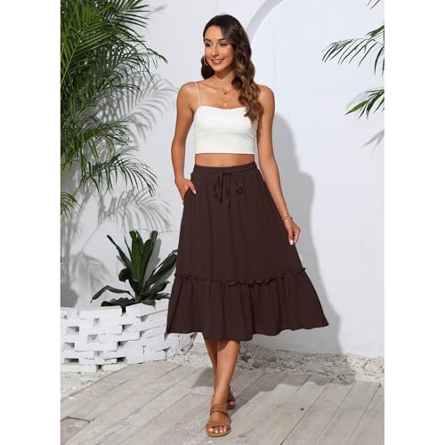 Image of Witsmile High Waist Tiered Skirts for Women Flowy Skirts for Women Long Length with Pockets 2026 Fashion Trendy