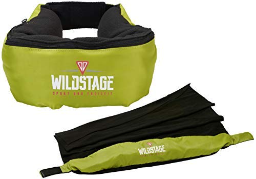 WildStage - Cuscino cervicale con Coperta in Pile Integrata, 58 x 11 x 5 cm, Lavabile in Lavatrice a 30°, Ideale per Viaggi, Sport, Tempo Libero e Esterni, Verde Chiaro, 58x11x5 cm