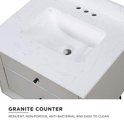 Dorel Living Tribecca 24 Inch Floating Wall Mounted Bathroom Vanity with Sink, Gray