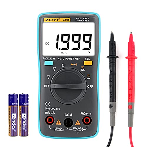 Digitale multimeter, 2000 counts LCD-voltmeter (niet TRMS), spanningsmeter voor stroom, weerstand, frequentie, capaciteit, tastverhouding, doorgang, diode, transistoren, elektrische voltmeter-tester