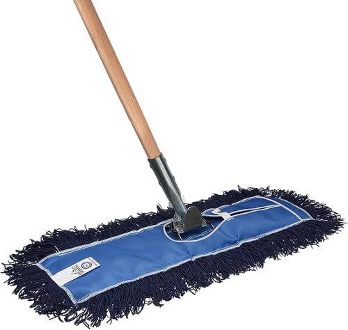 Nine Forty 24" Premium Nylon Dust Mop with Wood Handle - Heavy Duty Mop Head for Industrial, Commercial, and Residential Cleaning - Dry Floor Duster for Hardwood Surfaces and Commercial - Blue by NINE FORTY - Used condition - US$44.64