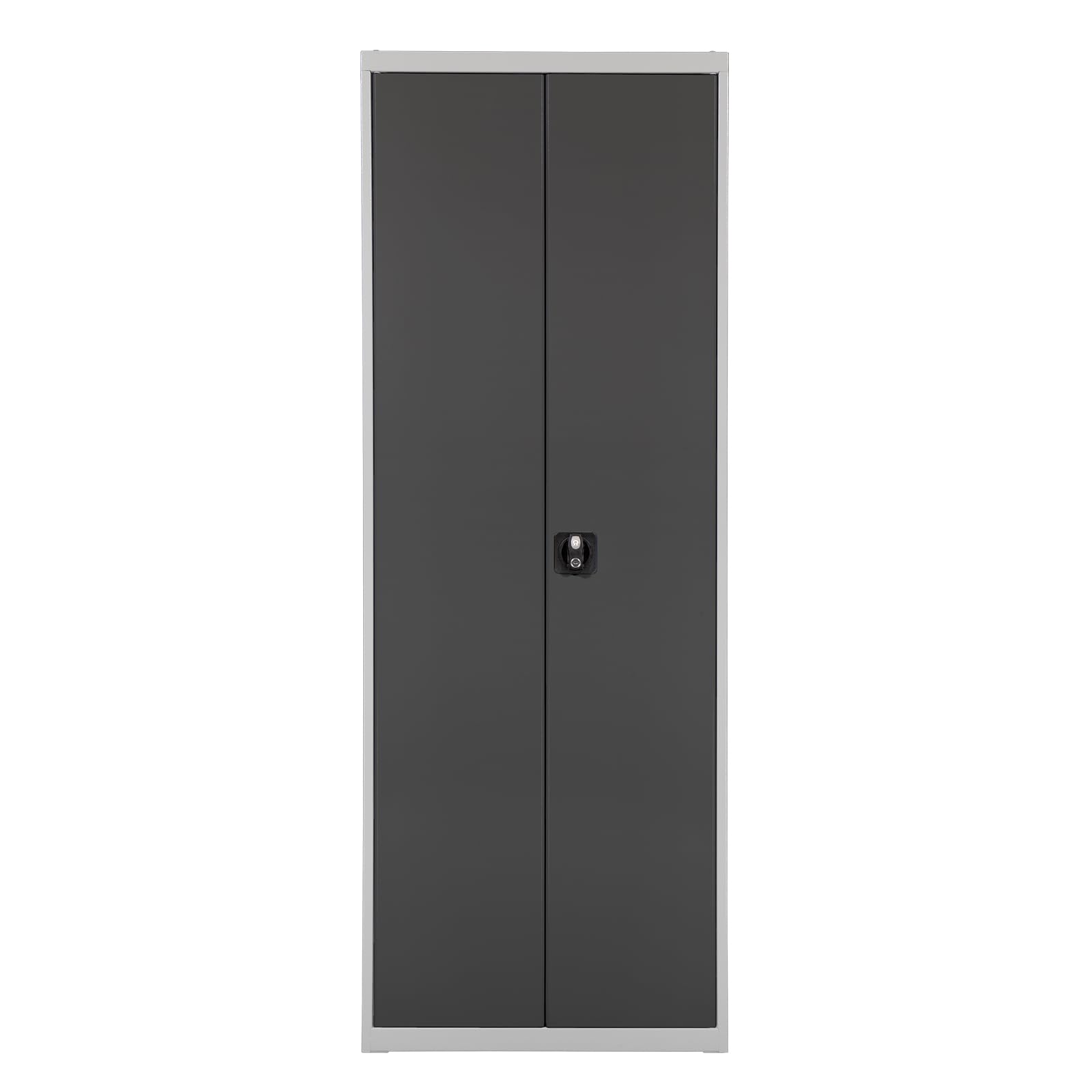 ADB Metallschrank mit Tür, B 710 x T 300 x H 1950 mm, Flügeltürenschrank aus Stahl, abschließbar, RAL7035/7016, ohne Fachböden, vormontiert, für Werkstatt & Lager
