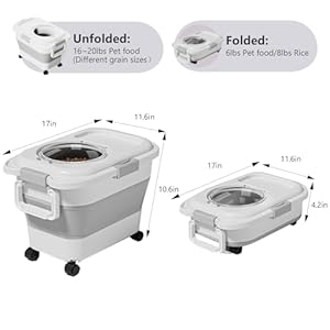   2PCS-Dog-Food-Storage-ContainerCollapsible-Dog-Food-Container-with-Travel-Silicone-Bowl-and-Scoop-for-DogCatBird-FoodKeep-Dry-Food-FreshEasy-to-Movewhite18LB2