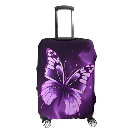 Washable Luggage Case Cover Cute Purple Butterfly Printed Luggage Cover Protector Elastic Suitcase Protector Anti-Scratch Suitcase Cover for Size L (26-28 inches) Luggage4