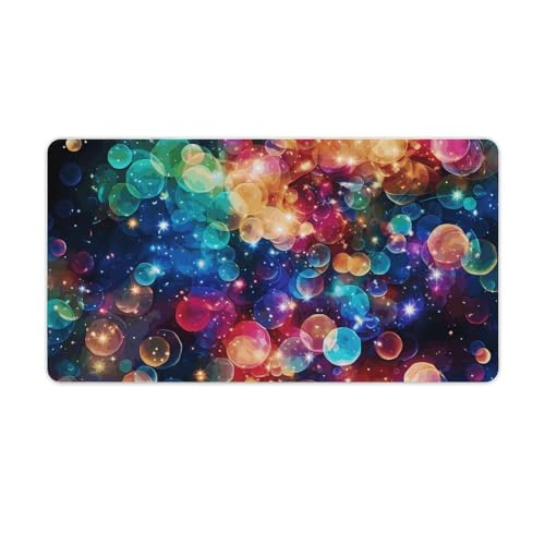 Tapis d'écriture pour bureau grand tapis de souris de jeu motif étoiles et arc-en-ciel